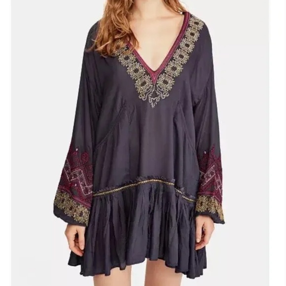Free People Wild One Embroidered Peasant Dress - Picture 1 of 5